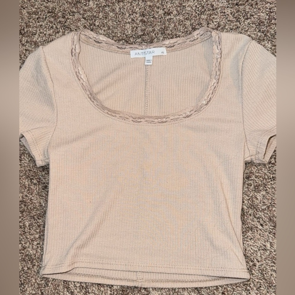 Cream Fitted Crop Blouse
